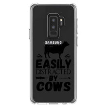 DistinctInk® Clear Shockproof Hybrid Case for Apple iPhone / Samsung Galaxy / Google Pixel - Easily Distracted By Cows