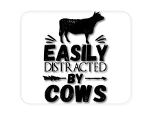 DistinctInk Custom Foam Rubber Mouse Pad - 1/4" Thick - Easily Distracted By Cows