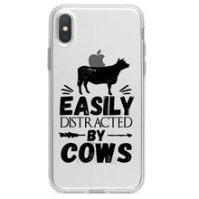 DistinctInk® Clear Shockproof Hybrid Case for Apple iPhone / Samsung Galaxy / Google Pixel - Easily Distracted By Cows