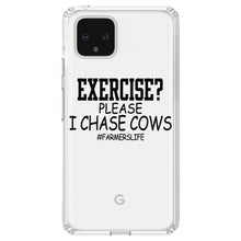 DistinctInk® Clear Shockproof Hybrid Case for Apple iPhone / Samsung Galaxy / Google Pixel - Exercise?  Please I Chase Cows