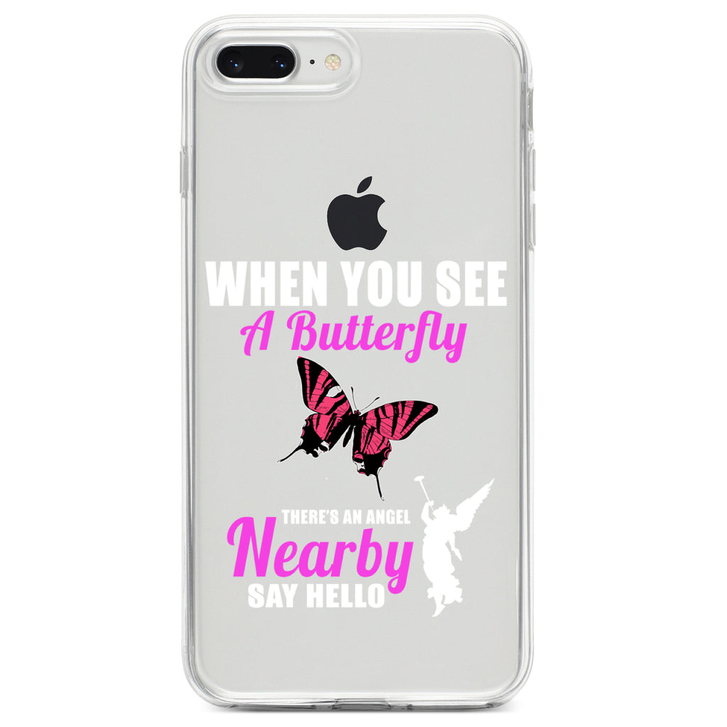 See Butterfly, Angel is Nearby Clear Shockproof iPhone Case, view 6