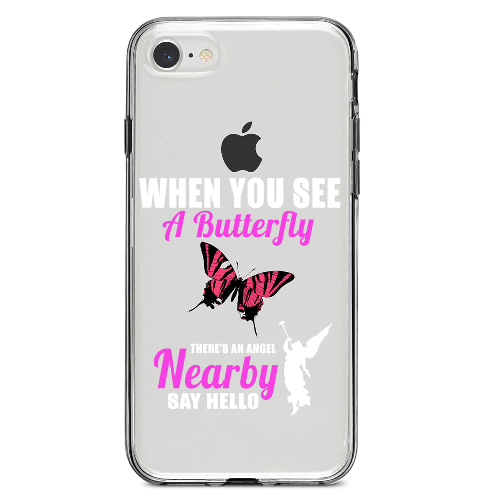 See Butterfly, Angel is Nearby Clear Shockproof iPhone Case, view 5