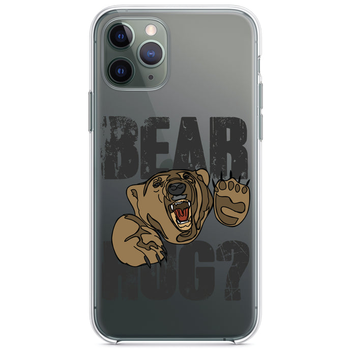 DistinctInk® Clear Shockproof Hybrid Case for Apple iPhone / Samsung Galaxy / Google Pixel - Bear Hug?