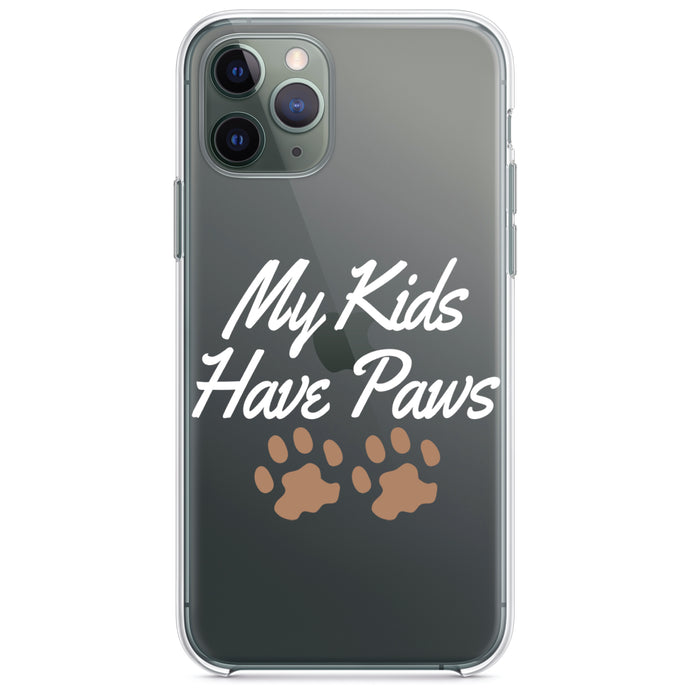 DistinctInk® Clear Shockproof Hybrid Case for Apple iPhone / Samsung Galaxy / Google Pixel - My Kids Have Paws