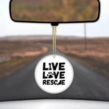 DistinctInk® Hanging Ceramic Christmas Tree Ornament with Gold String - Great Gift / Present - 2 3/4 inch Diameter - Live Love Rescue - Dog Paw
