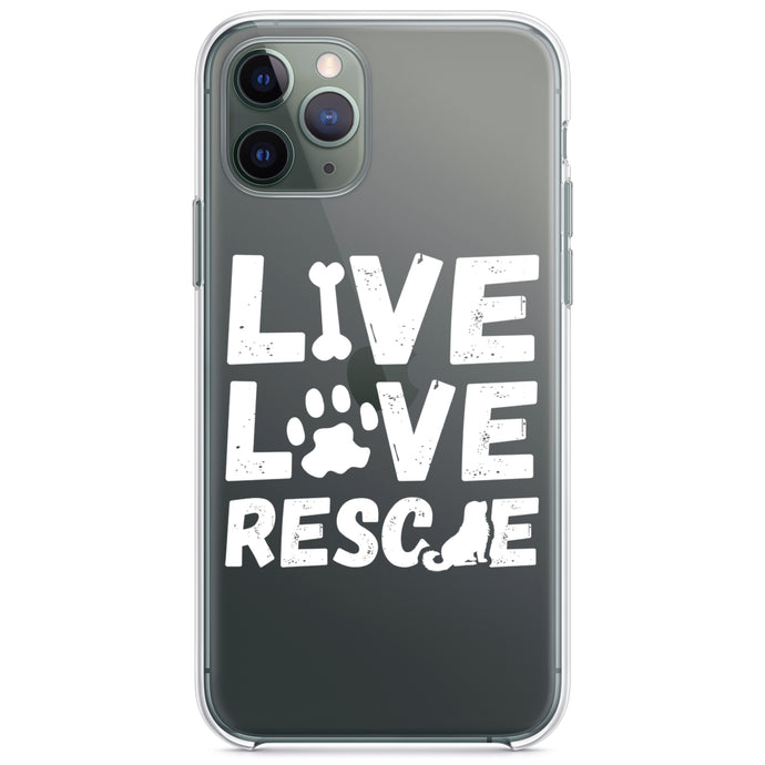 DistinctInk® Clear Shockproof Hybrid Case for Apple iPhone / Samsung Galaxy / Google Pixel - Live Love Rescue - Dog Paw