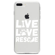 DistinctInk® Clear Shockproof Hybrid Case for Apple iPhone / Samsung Galaxy / Google Pixel - Live Love Rescue - Dog Paw