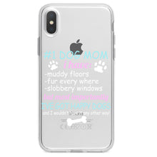 DistinctInk® Clear Shockproof Hybrid Case for Apple iPhone / Samsung Galaxy / Google Pixel - #1 Dog Mom - I've Got Happy Dogs