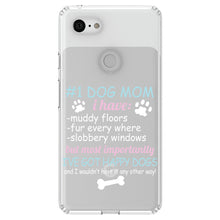 DistinctInk® Clear Shockproof Hybrid Case for Apple iPhone / Samsung Galaxy / Google Pixel - #1 Dog Mom - I've Got Happy Dogs