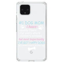 DistinctInk® Clear Shockproof Hybrid Case for Apple iPhone / Samsung Galaxy / Google Pixel - #1 Dog Mom - I've Got Happy Dogs