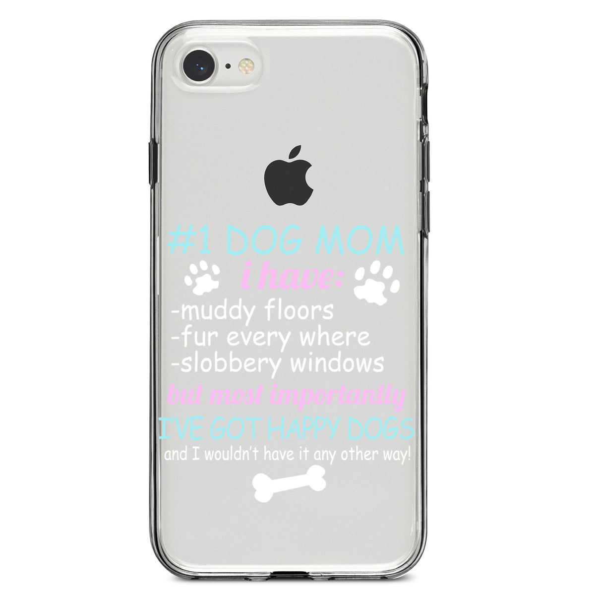 #1 Dog Mom, I've Got Happy Dogs Clear Shockproof iPhone Case, view 5
