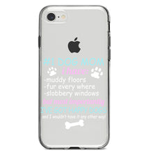 DistinctInk® Clear Shockproof Hybrid Case for Apple iPhone / Samsung Galaxy / Google Pixel - #1 Dog Mom - I've Got Happy Dogs