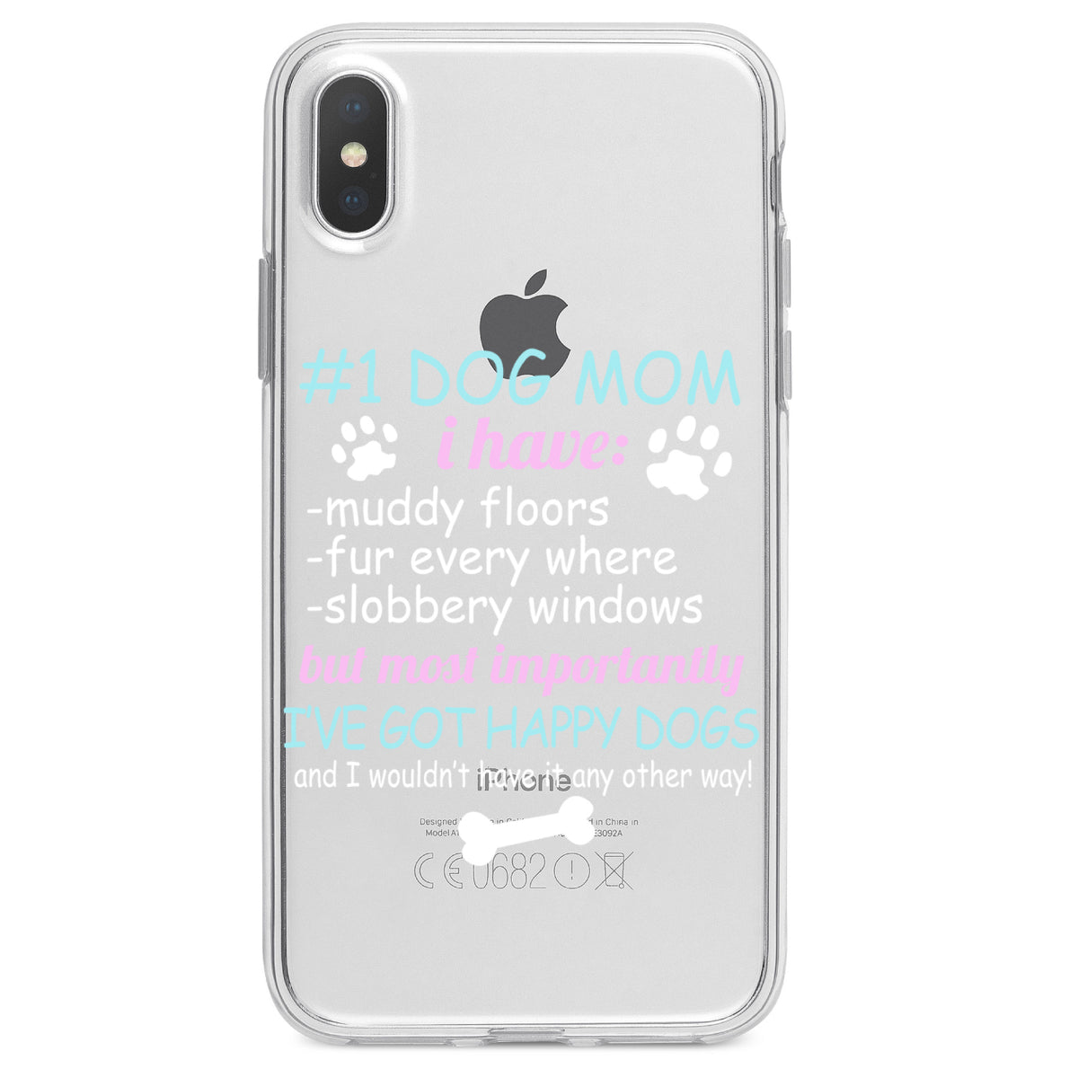 #1 Dog Mom, I've Got Happy Dogs Clear Shockproof iPhone Case, view 2