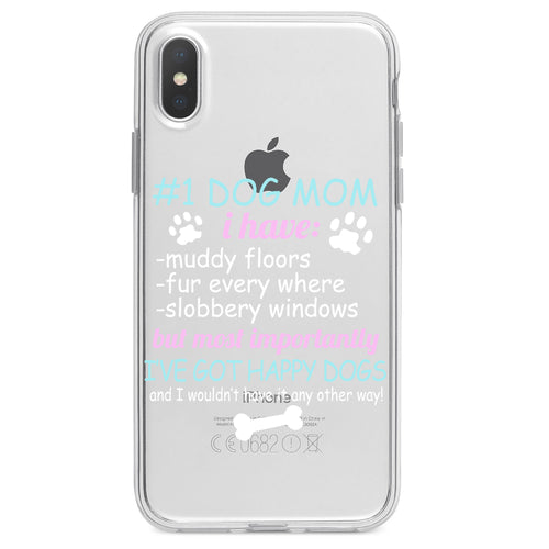 #1 Dog Mom, I've Got Happy Dogs Clear Shockproof iPhone Case, view 2