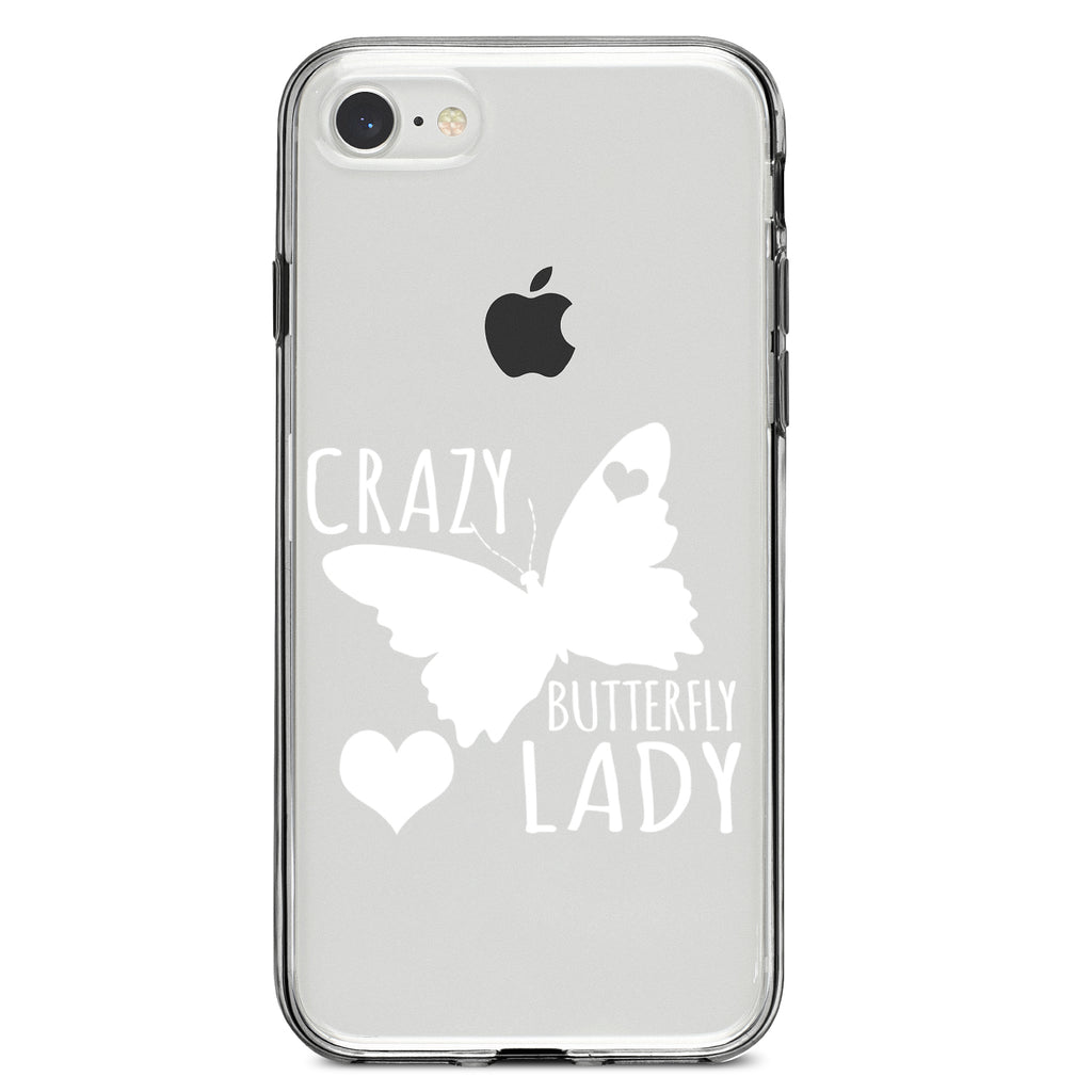 Crazy Butterfly Lady Clear Shockproof iPhone Case, view 5