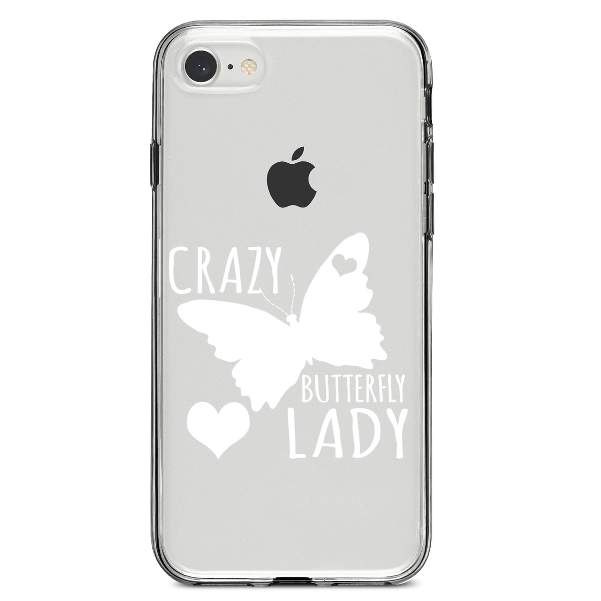 Crazy Butterfly Lady Clear Shockproof iPhone Case, view 5