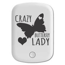 DistinctInk Magnetic Battery Pack, Wireless Portable Charger with USB-C Cable, Compatible with MagSafe iPhone 14 / 13 / 12 Series - Crazy Butterfly Lady