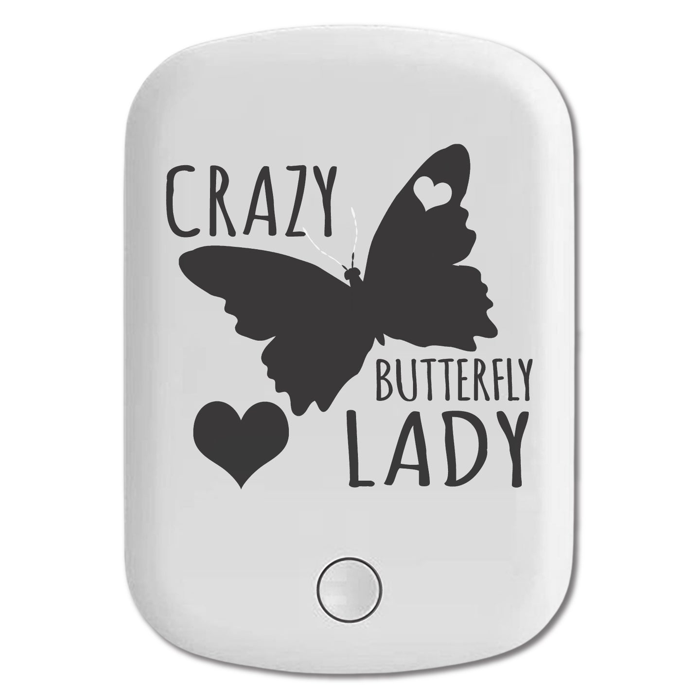 DistinctInk Magnetic Battery Pack, Wireless Portable Charger with USB-C Cable, Compatible with MagSafe iPhone 14 / 13 / 12 Series - Crazy Butterfly Lady