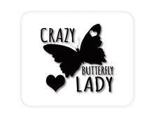 DistinctInk Custom Foam Rubber Mouse Pad - 1/4" Thick - Crazy Butterfly Lady