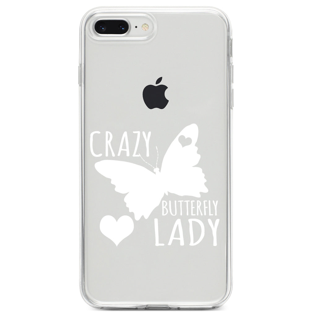 Crazy Butterfly Lady Clear Shockproof iPhone Case, view 6