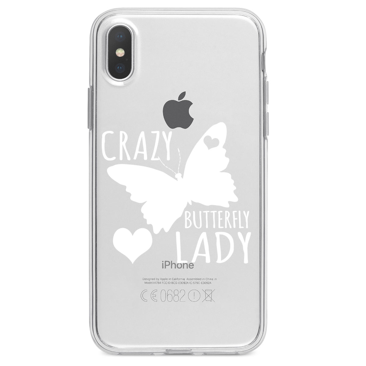Crazy Butterfly Lady Clear Shockproof iPhone Case, view 4