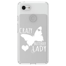 DistinctInk® Clear Shockproof Hybrid Case for Apple iPhone / Samsung Galaxy / Google Pixel - Crazy Butterfly Lady