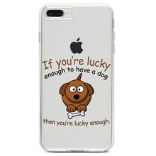 DistinctInk® Clear Shockproof Hybrid Case for Apple iPhone / Samsung Galaxy / Google Pixel - If You're Lucky Enough to Have a Dog