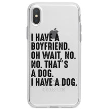 DistinctInk® Clear Shockproof Hybrid Case for Apple iPhone / Samsung Galaxy / Google Pixel - I Have a Boyfriend - No, That's a Dog