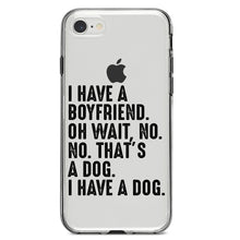 DistinctInk® Clear Shockproof Hybrid Case for Apple iPhone / Samsung Galaxy / Google Pixel - I Have a Boyfriend - No, That's a Dog