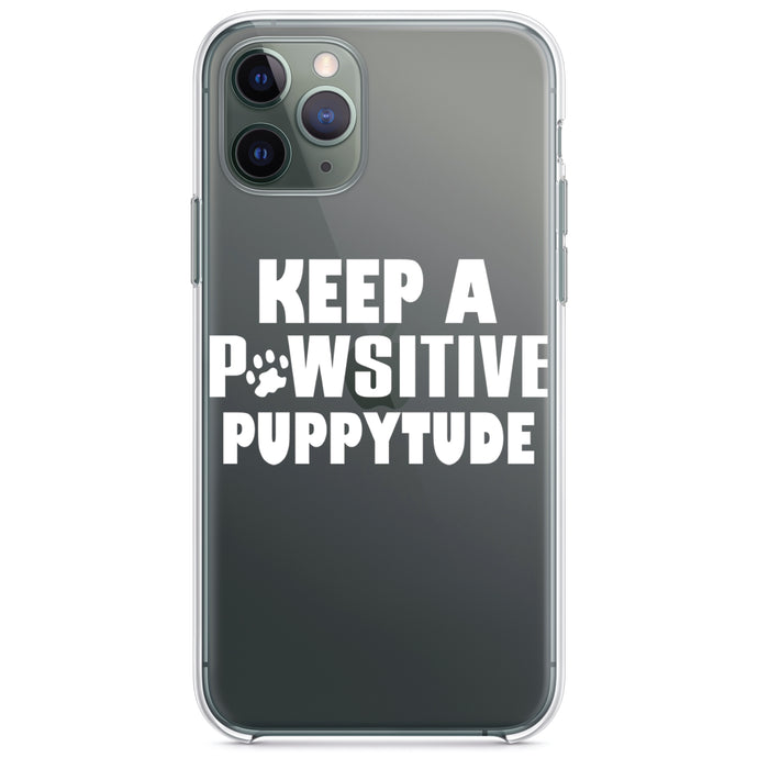 DistinctInk® Clear Shockproof Hybrid Case for Apple iPhone / Samsung Galaxy / Google Pixel - Keep a PAWsitive PUPPYtude