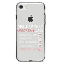 DistinctInk® Clear Shockproof Hybrid Case for Apple iPhone / Samsung Galaxy / Google Pixel - Yes, I Am That Crazy Dog Lady
