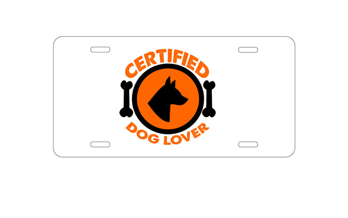 DistinctInk Custom Aluminum Decorative Vanity Front License Plate - Certified Dog Lover