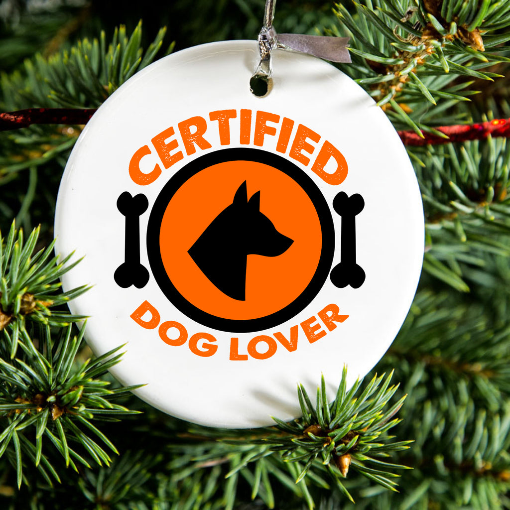 Certified Dog Lover Ceramic Ornament, view 2