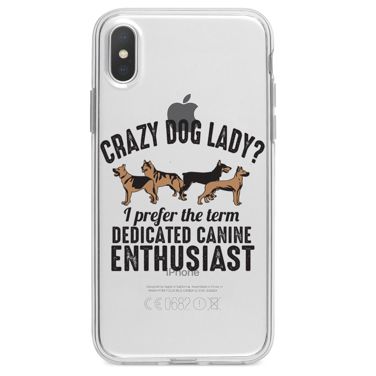 Crazy Dog Lady? Canine Enthusiast Clear Shockproof iPhone Case, view 3