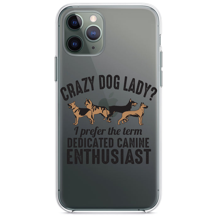 DistinctInk® Clear Shockproof Hybrid Case for Apple iPhone / Samsung Galaxy / Google Pixel - Crazy Dog Lady?  Canine Enthusiast