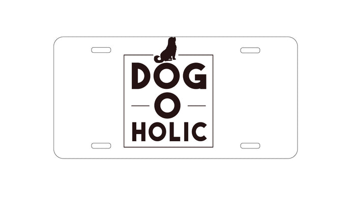 DistinctInk Custom Aluminum Decorative Vanity Front License Plate - Dog O Holic - Dogoholic