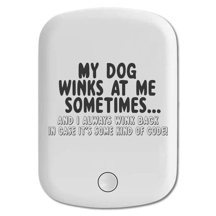 DistinctInk Magnetic Battery Pack, Wireless Portable Charger with USB-C Cable, Compatible with MagSafe iPhone 14 / 13 / 12 Series - My Dog Winks at Me Sometimes