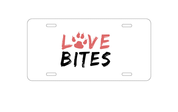DistinctInk Custom Aluminum Decorative Vanity Front License Plate - Love Bits - Dog Paw
