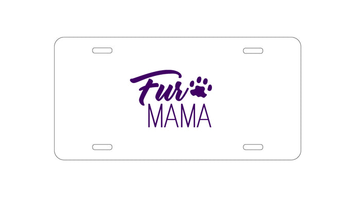 DistinctInk Custom Aluminum Decorative Vanity Front License Plate - Fur Mama - Dog Paw