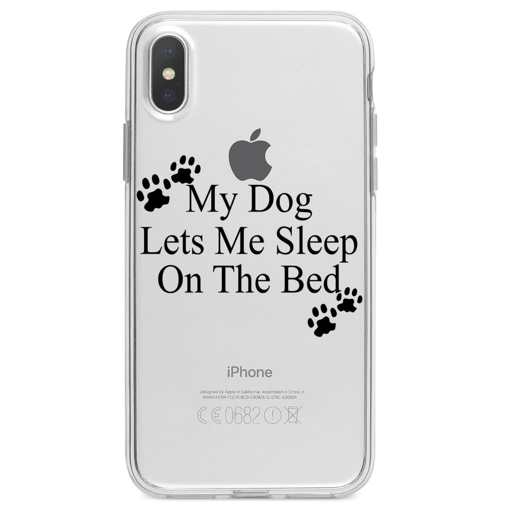 My Dog Lets Me Sleep On The Bed Clear Shockproof iPhone Case, view 2