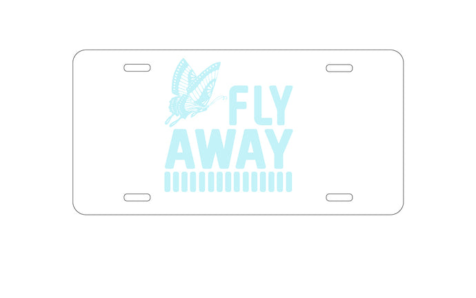 DistinctInk Custom Aluminum Decorative Vanity Front License Plate - Fly Away - Butterfly Blue