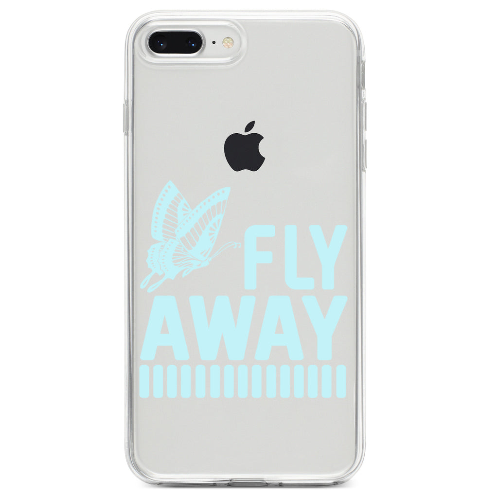 Fly Away, Butterfly Blue Clear Shockproof iPhone Case, view 6