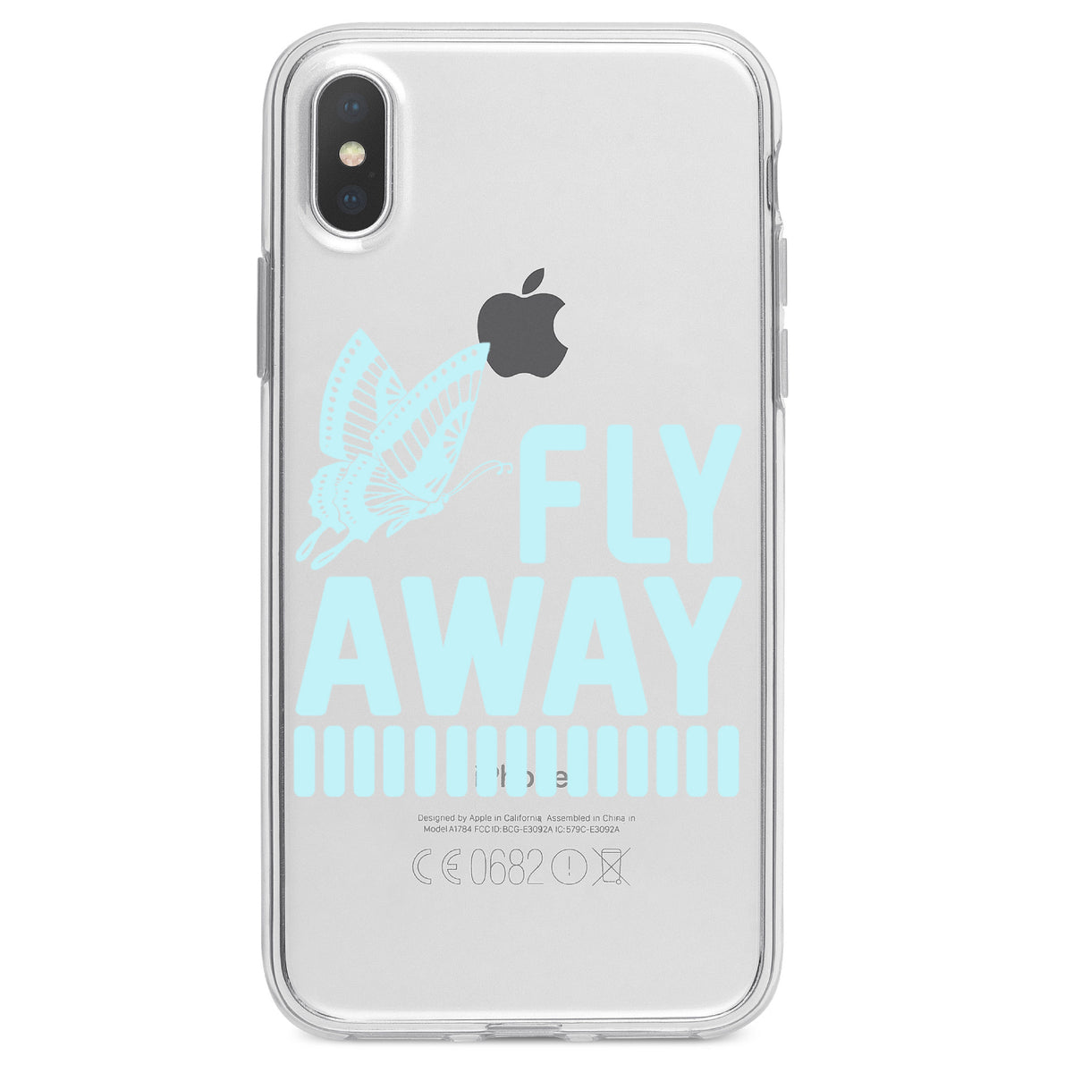 Fly Away, Butterfly Blue Clear Shockproof iPhone Case, view 3