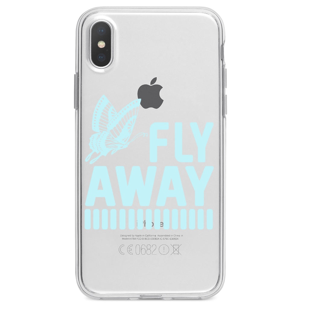 Fly Away, Butterfly Blue Clear Shockproof iPhone Case, view 4