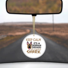 DistinctInk® Hanging Ceramic Christmas Tree Ornament with Gold String - Great Gift / Present - 2 3/4 inch Diameter - Keep Calm - It's a German Shepherd