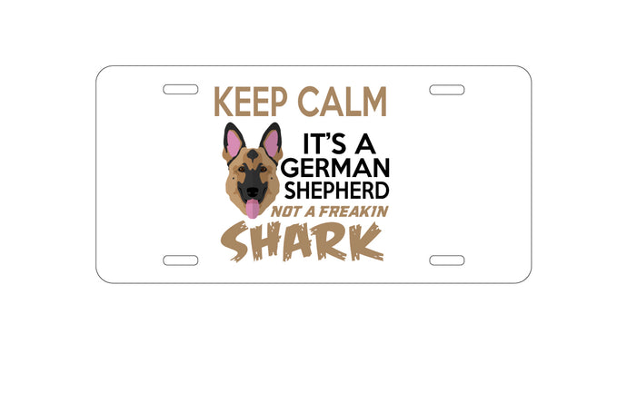 DistinctInk Custom Aluminum Decorative Vanity Front License Plate - Keep Calm - It's a German Shepherd