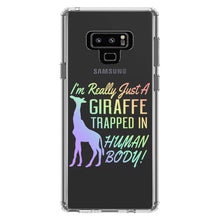DistinctInk® Clear Shockproof Hybrid Case for Apple iPhone / Samsung Galaxy / Google Pixel - Just a Giraffe Trapped in a Human Body