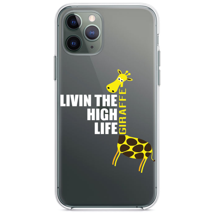 DistinctInk® Clear Shockproof Hybrid Case for Apple iPhone / Samsung Galaxy / Google Pixel - Livin the High Life - Giraffe