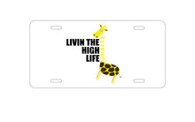 DistinctInk Custom Aluminum Decorative Vanity Front License Plate - Livin the High Life - Giraffe