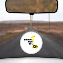 DistinctInk® Hanging Ceramic Christmas Tree Ornament with Gold String - Great Gift / Present - 2 3/4 inch Diameter - Livin the High Life - Giraffe